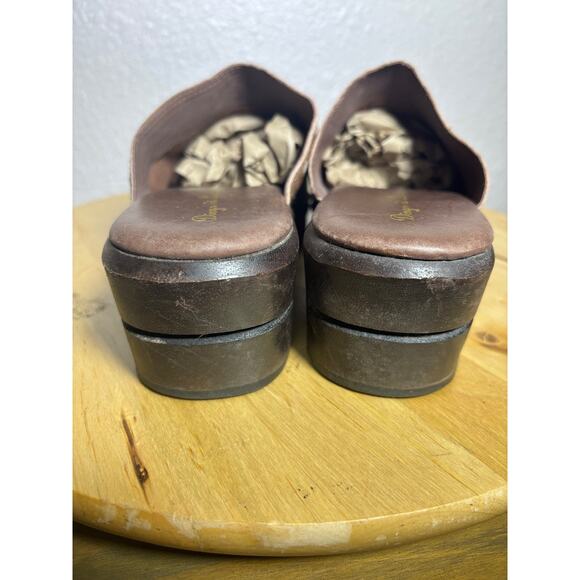 Diego di Lucca Brazil Womens Calf Hair Clogs Mules Brown Wood Heel size 10 - Picture 7 of 8